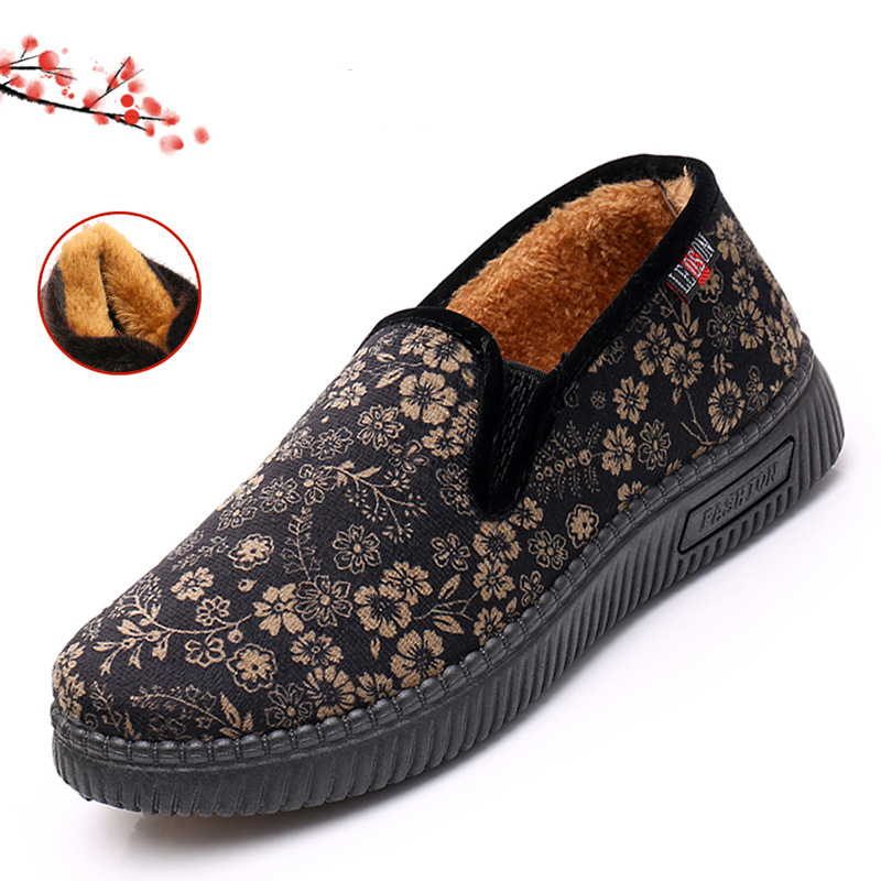 花纹老北京布鞋加绒女棉鞋