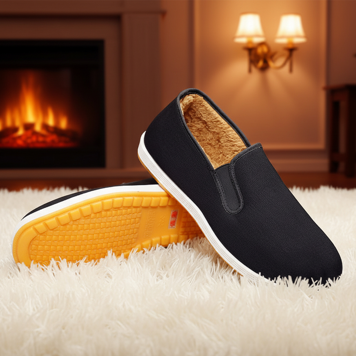 冬季男保暖加绒布鞋牛筋底防滑耐磨休闲工作鞋耐穿老北京一脚蹬男