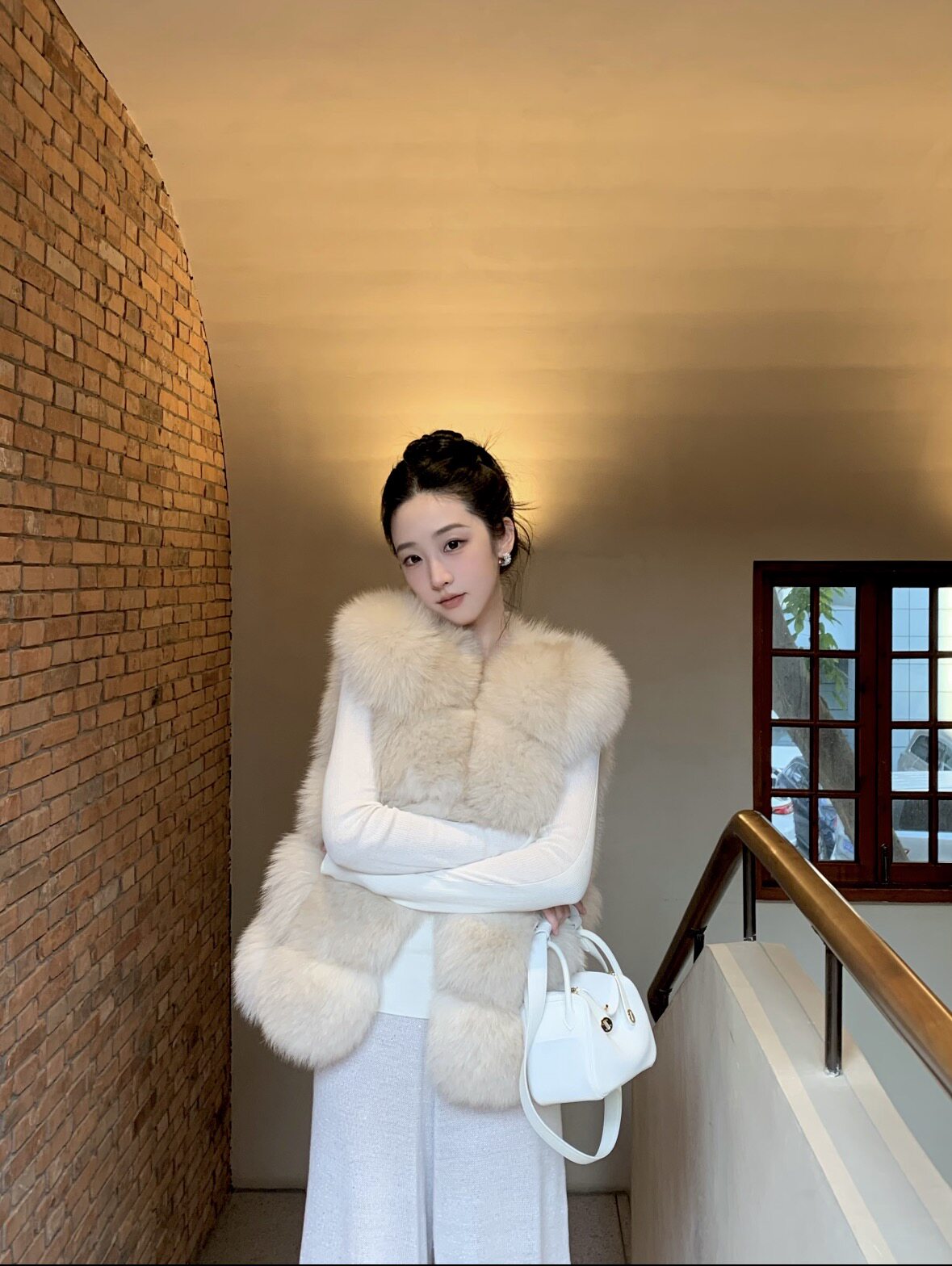 名媛仿狐狸毛短款马甲女冬