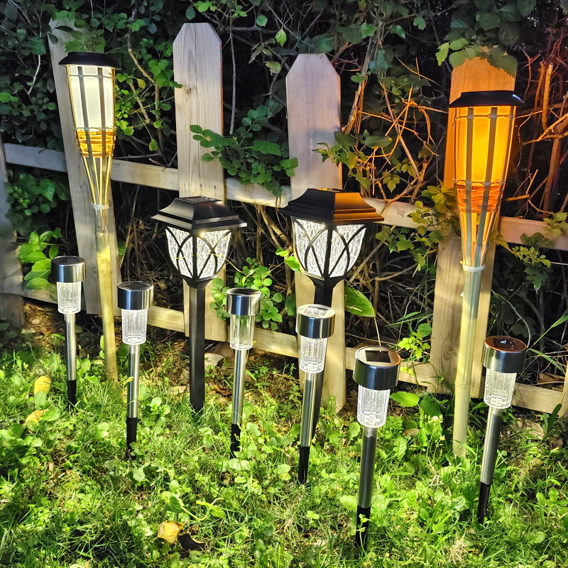 户外太阳能草坪灯竹子玻璃庭院花园装饰防水柱子灯草地布置地插灯