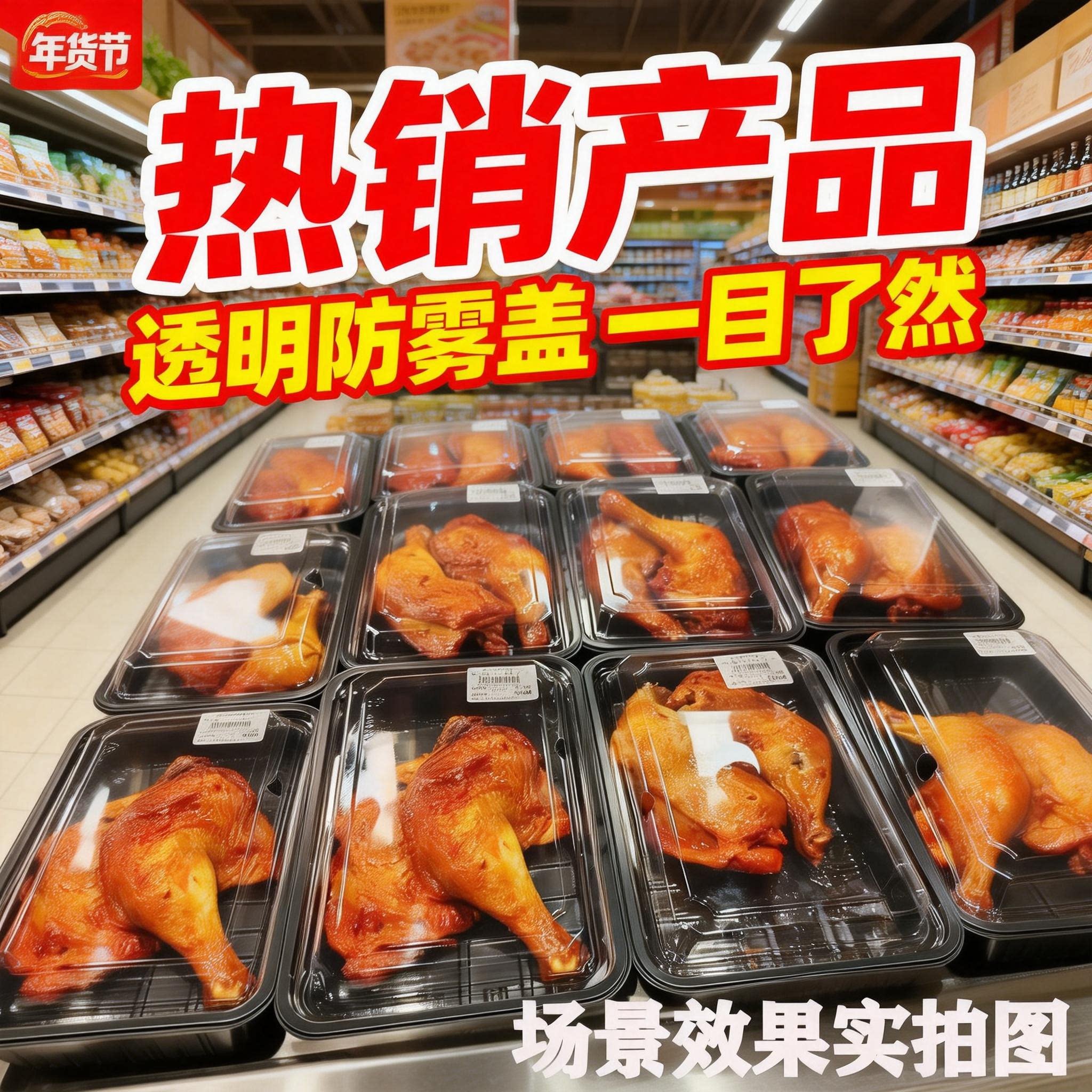 防雾透明烤鸡打包盒 食品级鸡翅鸡腿外卖熟食专业包装盒量大优惠