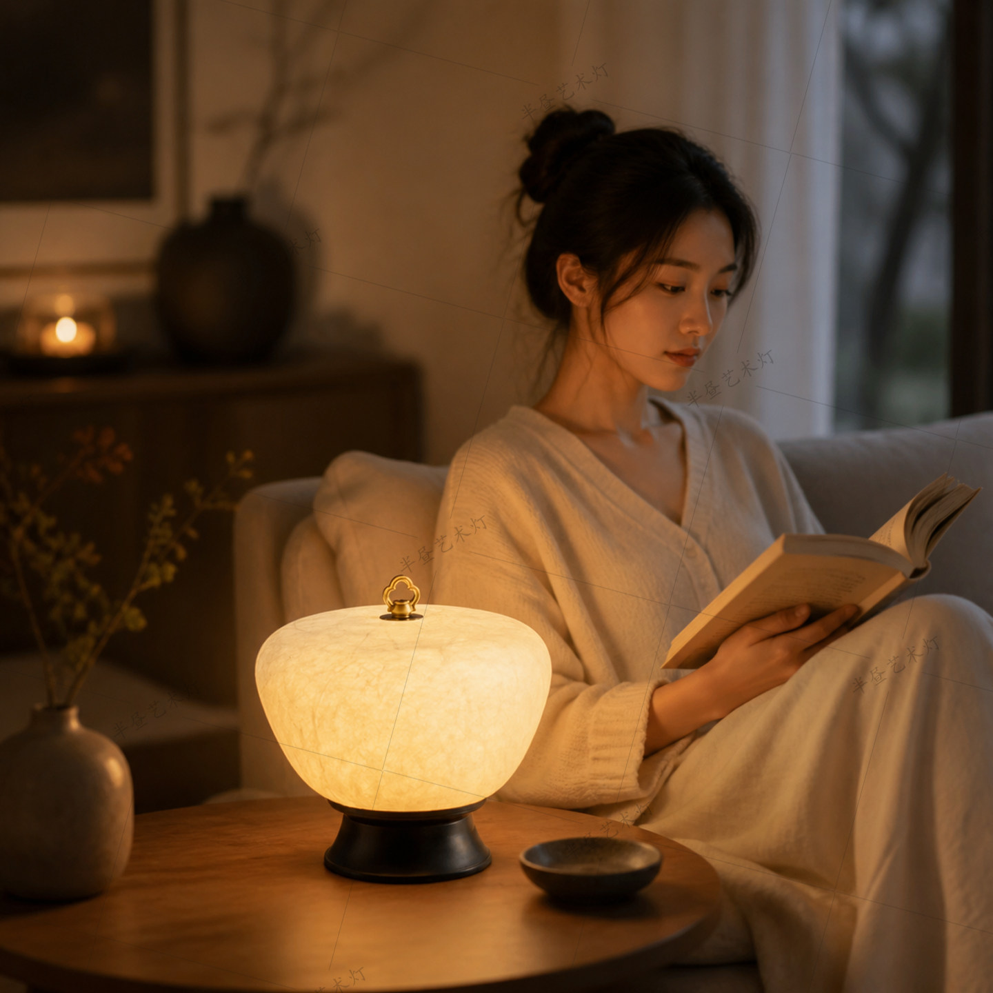 宋氏美学真桑蚕丝侘寂风吊灯图片