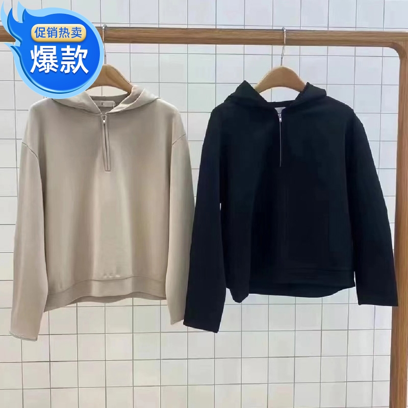 春夏季新品 女士休闲双面套头衫针织布直筒裤带帽卫衣套装Z0231TS