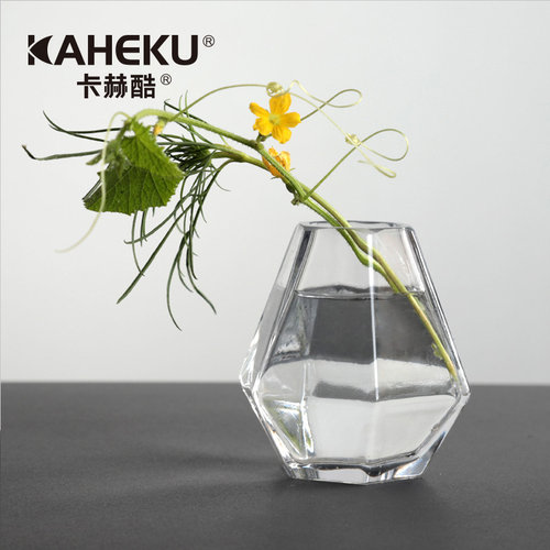 kaheku北欧玻璃吧台钻石花瓶插花