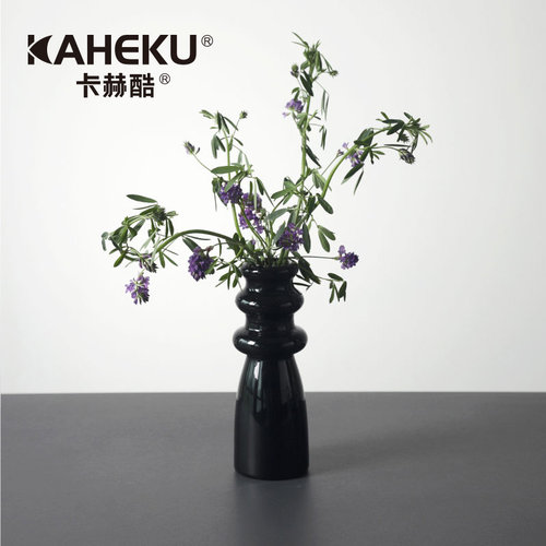 kaheku法式玻璃茶室黑色花瓶