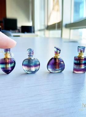 香薰精油珠宝多色渐变水晶银项链