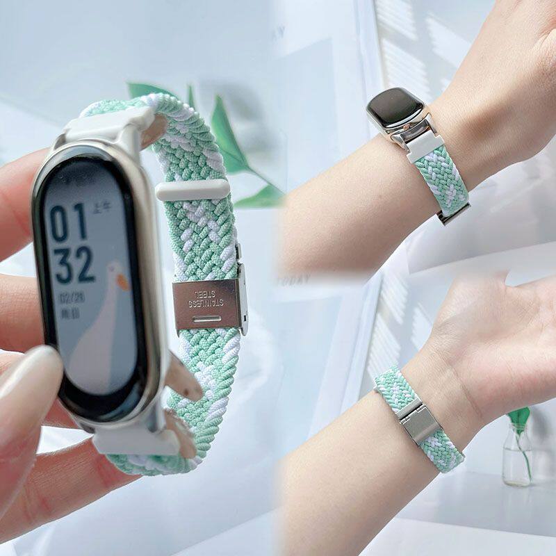 适用于华为手环10/9/8表带拼色编织卡扣荣耀10/9/8腕带弹力NFC版