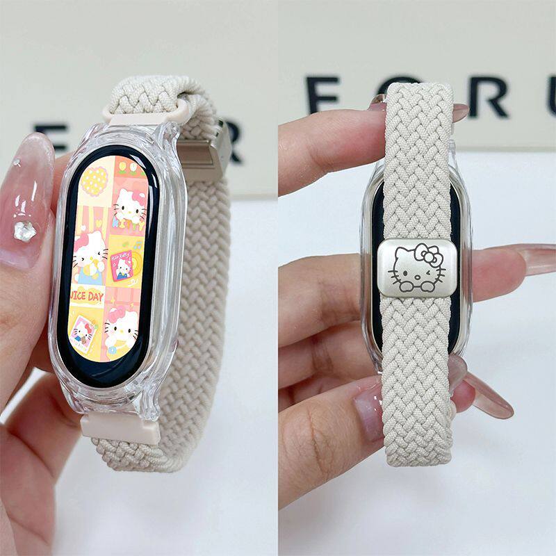 kt猫适用小米手环9代表带回环编织磁吸8代7/6/5/4/3尼龙运动ins