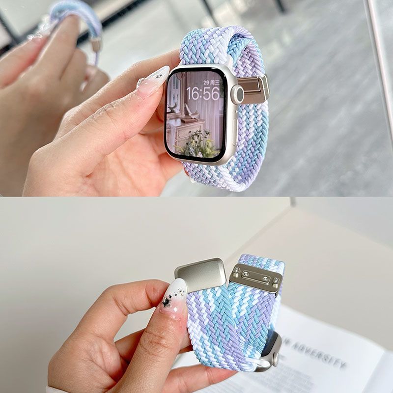 适用荣耀亲选Rossini 2iHaylou Watch手表女生编织磁吸手表表带