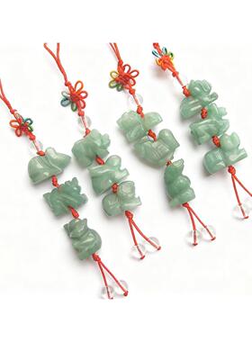 天然东陵玉生肖吊坠三合六合饰品 红绳挂件定做生肖手绳