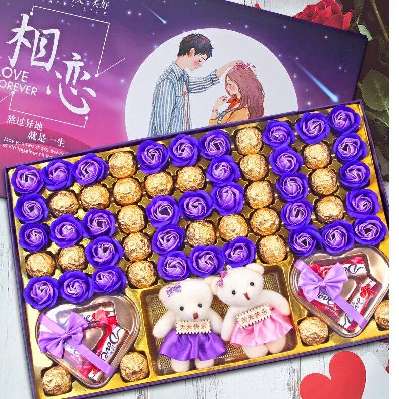 德芙巧克力礼盒装情人节送女朋友老婆表白520玫瑰花生日礼物糖果