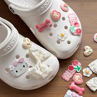 【樱桃猫】洞洞鞋可拆卸鞋花适配Crocs可爱kitty猫鞋扣小红书同款