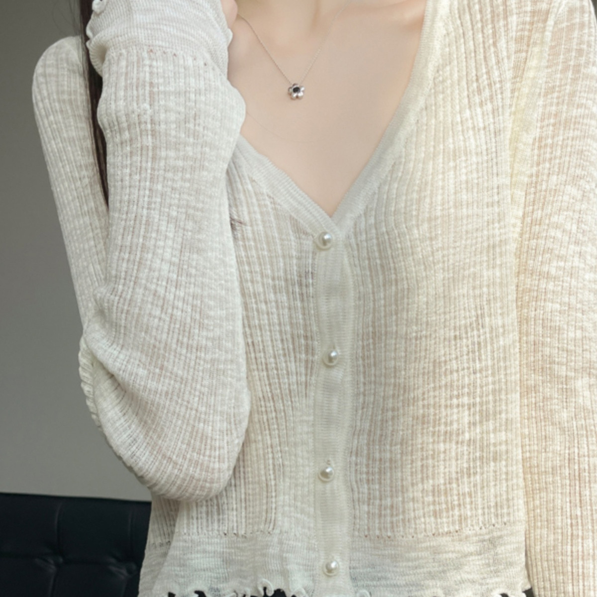 【现货】防晒开衫女薄夏季外搭小个子披肩短款空调衫针织小外套