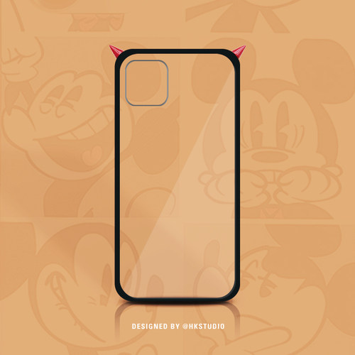 透明恶魔角硅胶苹果日韩