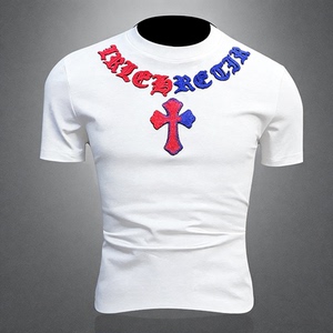 2026新款 夏季 男士丝光棉牙刷绣T恤 A315-XB50 P75白 3D图，男装T恤，电商A315