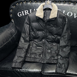 2023冬季羽绒服立领毛领男士PU皮羽绒衣短款Y8616P180沙发，男装羽绒服，电商A315