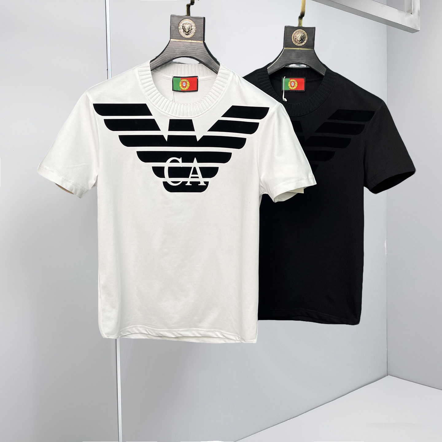 2026新款夏季男士丝光棉（毛衣领）植绒T恤A315-XB927P75白，男装T恤，电商A315