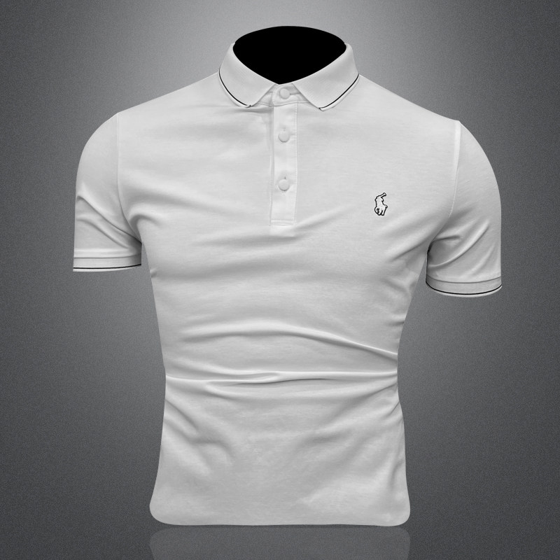 2026新款夏季男士POLO翻领T恤6215P48白3D图，男装T恤，电商A315