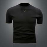 2026秋款男士短袖毛衣针织套头衫毛衣货号6619P65镂空图黑，男装针织衫/毛衣，电商A315