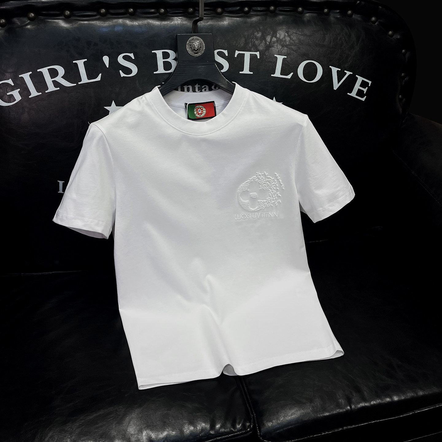 2026新款夏季男士丝光棉刺绣T恤A315-XB58P75白沙发图，男装T恤，电商A315