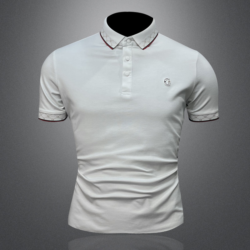 2026新款夏季男士POLO翻领T恤6233P48白3D图，男装T恤，电商A315