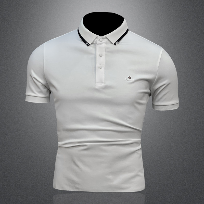2026新款夏季男士POLO翻领T恤6289P48白3D图，男装T恤，电商A315