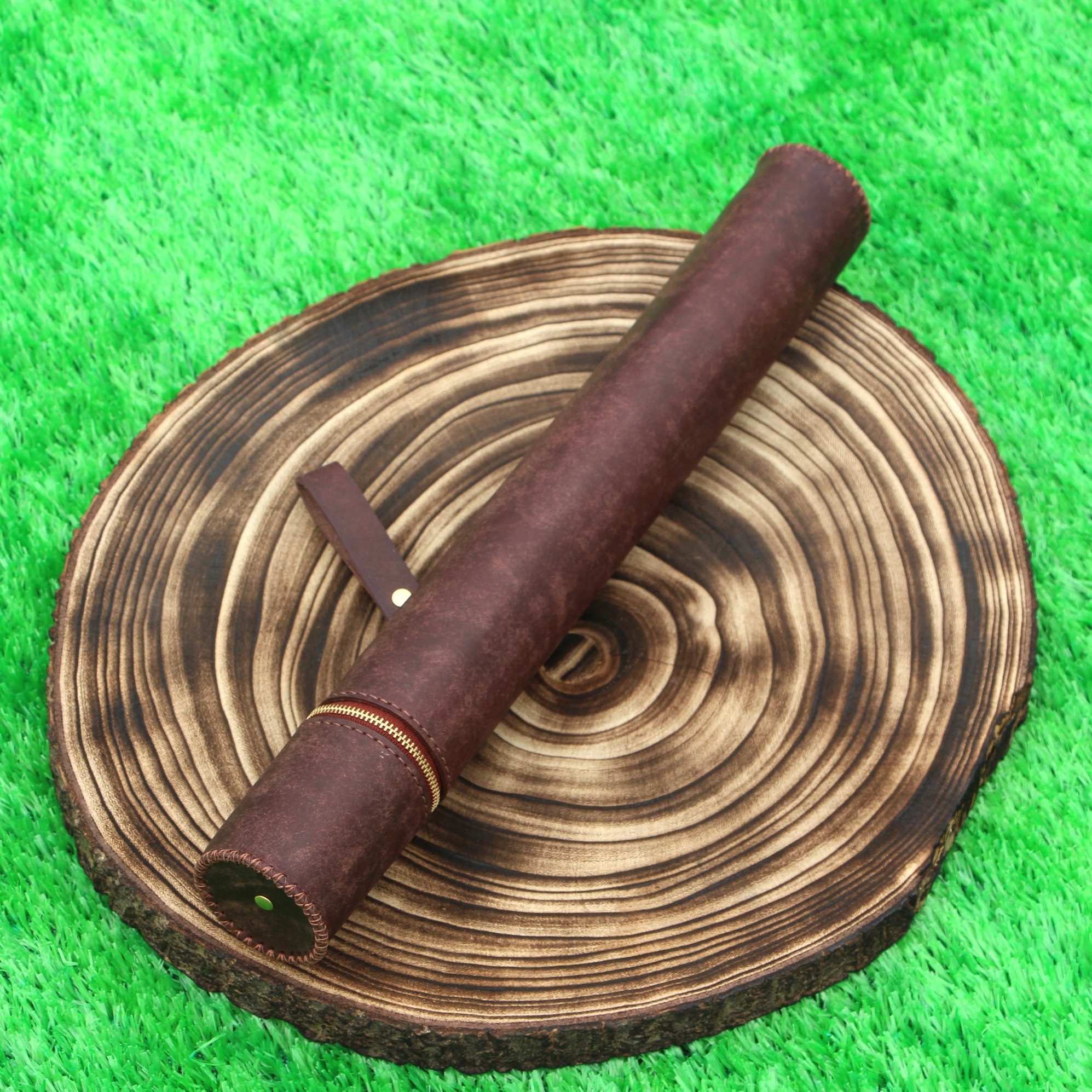 定制手工缝制作真皮头层牛皮简约防震防摔指挥棒鼓棒乐器保护袋包