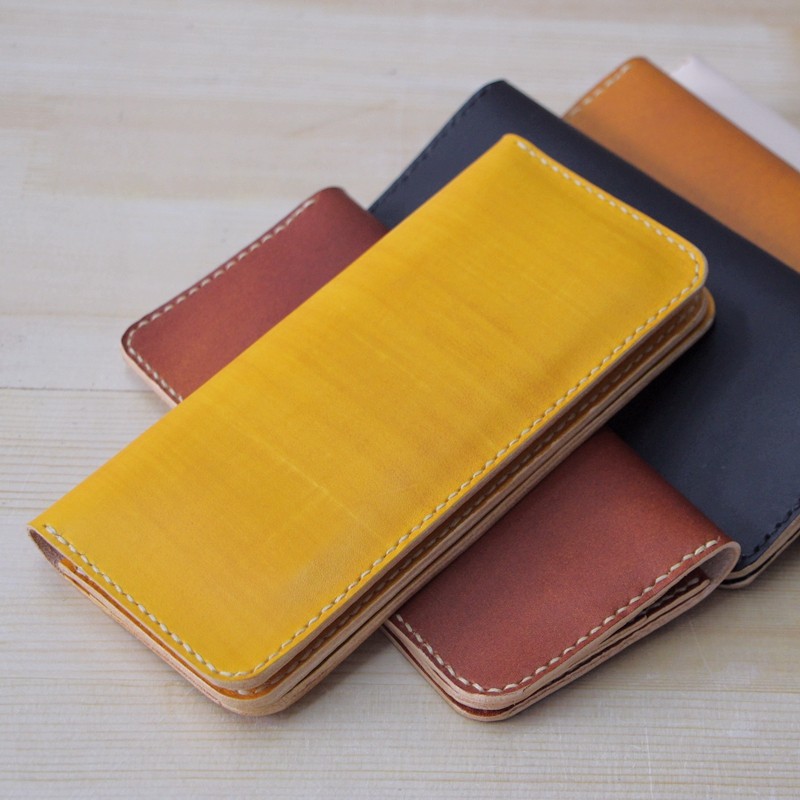 手工皮具  手缝 拉链 零钱位多卡长款植鞣头层牛皮夹 钱夹钱包财