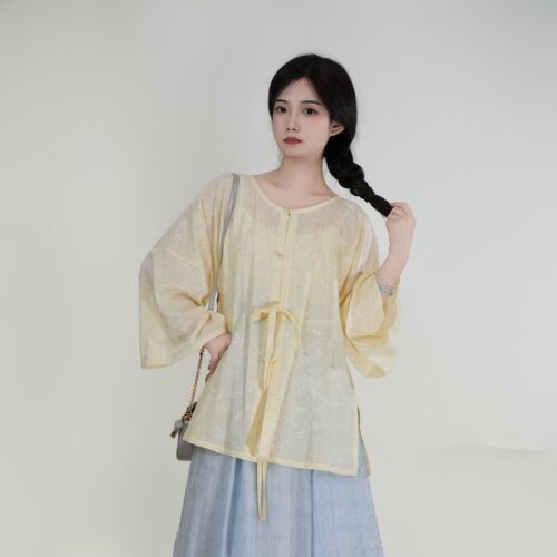 闻月 | 凤翥斋明制天丝圆领半袖对襟短衫中长唐破裙汉服汉元素夏