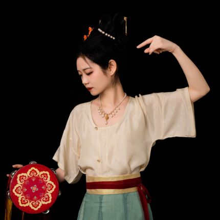 丹霞卷 | 凤翥斋 | 唐制真丝提花交织绢半袖背子汉服夏季薄款