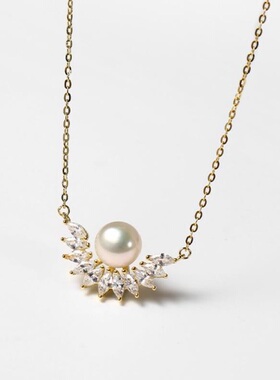 戴拉时尚925银项链女淡水珍珠吊坠 新款短款颈链气质高级感锁骨链