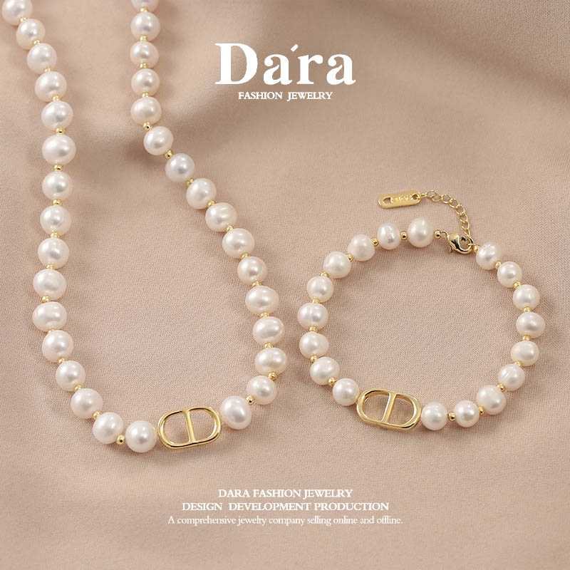 戴拉天然淡水珍珠项链女手链时尚套装 高级感颈链手串气质锁骨链