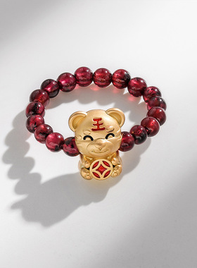 复古时尚可爱老虎高级感石榴石