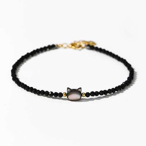 戴拉天然黑尖晶石项链手链戒指