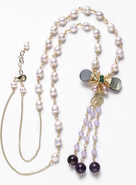 戴拉时尚黑蝶贝天然淡水珍珠项链