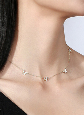 戴拉时尚个性项链女气质蝴蝶吊坠潮小众设计 简约百搭短款锁骨链