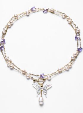 戴拉时尚贝壳蝴蝶淡水珍珠项链