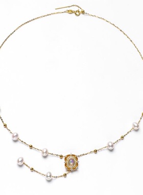 戴拉925银天然欧泊淡水珍珠项链