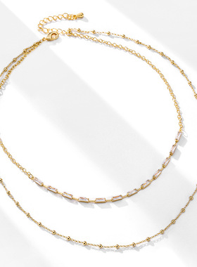 双层时尚风饰品高级感短款锁骨链