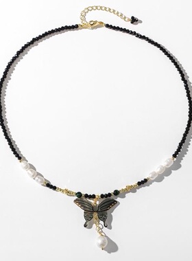 戴拉时尚古风蝴蝶淡水珍珠项链