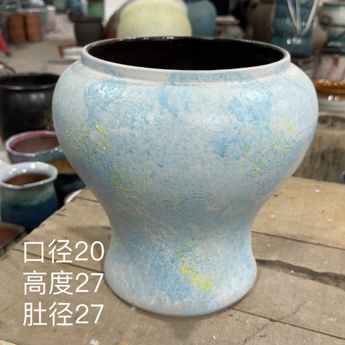彩釉粗陶花盆