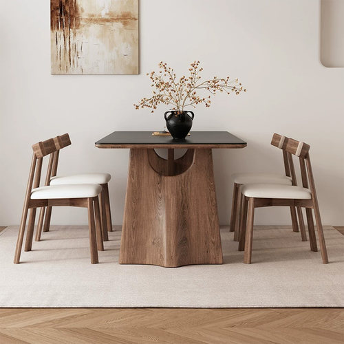 新款法式轻奢复古长方形岩板餐桌