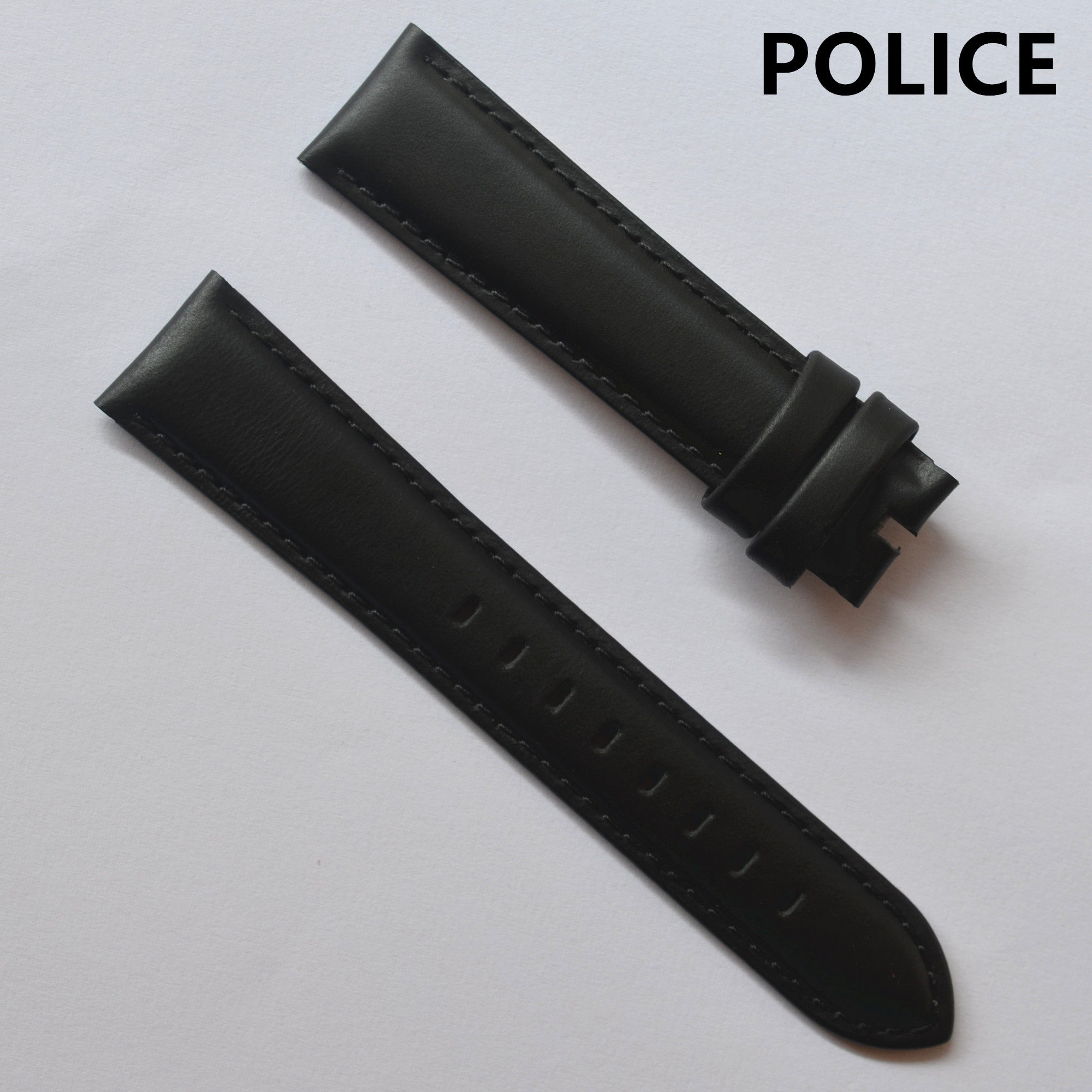 原装police黑色真皮男装手表表带宽20mm牛皮表链男士手表配件