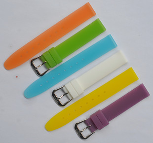 原装Fossil化石硅胶手表带白橙黄绿蓝紫色薄款胶带宽14MM
