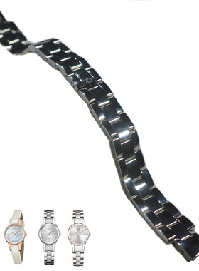 原装CK表带女K43231/43235/43236实心不锈钢银色弧形接口金属表链