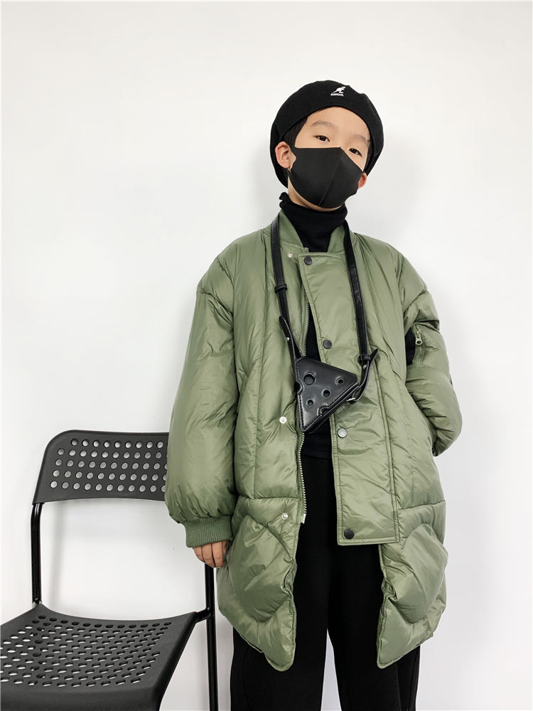 中长裤加厚男女童纯色羽绒服