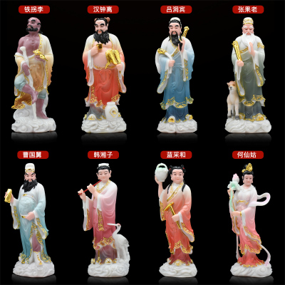 过海吕洞宾何仙姑汉白玉道家佛像
