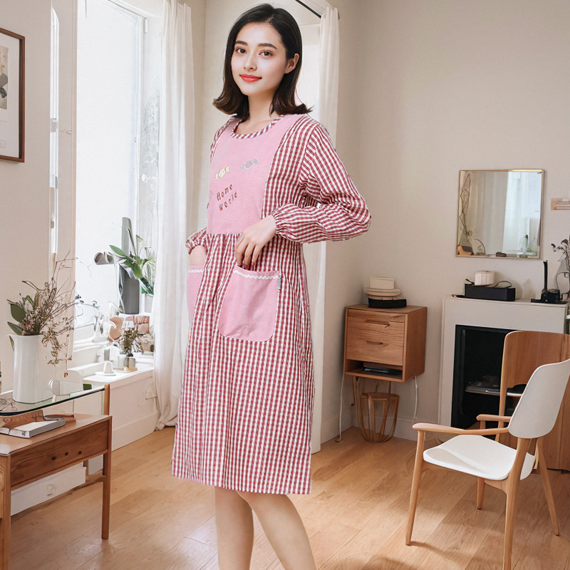 2025新款围裙家用厨房防水防油女士大人长袖衣服做饭洋气上班罩衣,家庭/个人清洁工具,围裙,淘宝优惠券,粉丝福利购,淘宝优惠卷