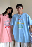 情侣装夏装字母彩色印花短袖T恤衫大码宽松班服G1013P30男类，男装T恤，电商A339