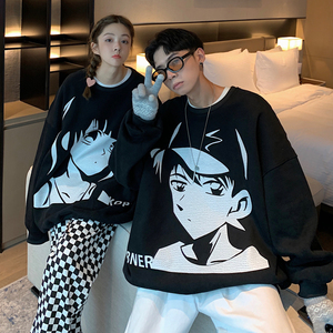 主推情侣装秋装卡通动漫潮圆领套头情侣卫衣G945P35女类,圆领卫衣搭配女小个子图片